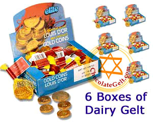 Discount Case of 6 Chocolate Gelt Boxes - Dairy