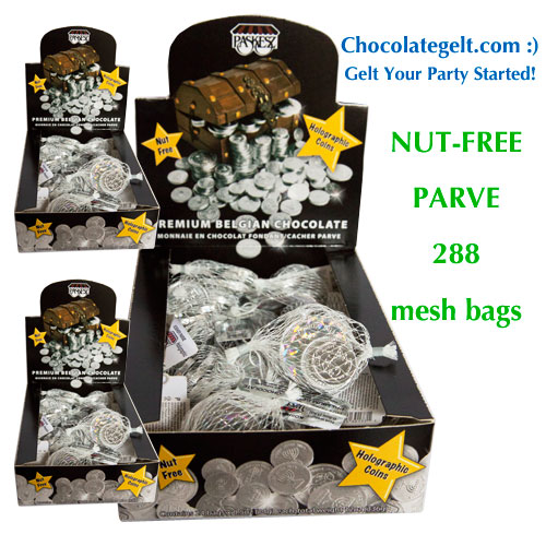 Wholesale Nut-Free Certified Parve Chanuka Coins (288 mesh bags)