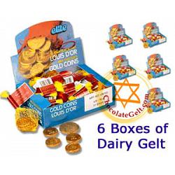 Discount Case of 6 Chocolate Gelt Boxes - Dairy