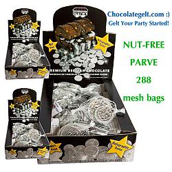 Wholesale Nut-Free Certified Parve Chanuka Coins (288 mesh bags)