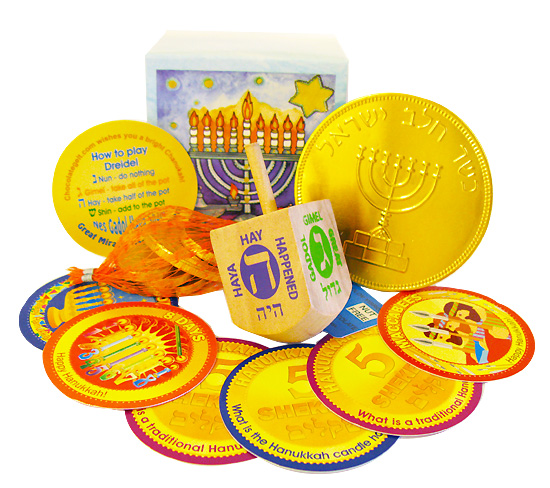 Chanukah Gift Mini Nut-Free Coins with Dreidel Play Gelt (EACH)