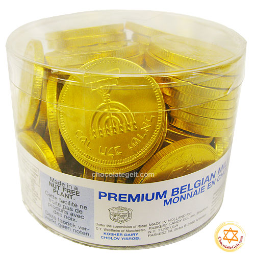 70 MILK Chocolate Nut-Free Chanukah Coins in Tub Kosher