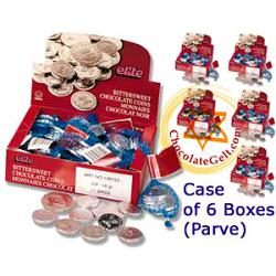 Discount Case of 6 Chocolate Gelt Boxes - Parve