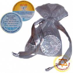 Chocolate Coins & Dreidel OU Parve - Silver Chanukah Favors